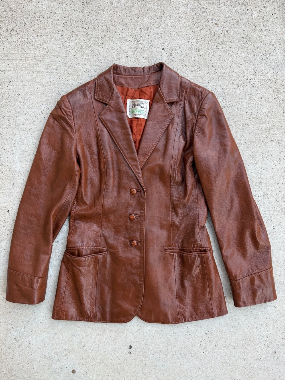 Vintage 70s H Bar C California Ranchwear Brown Leather Blazer Jacket Women’s M